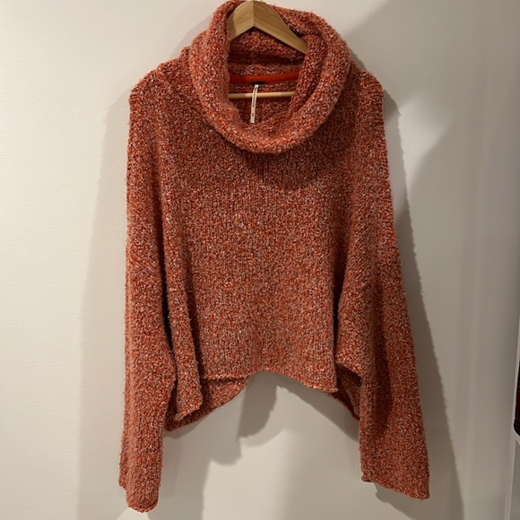 NWT Free People BFF Cowl Neck Sweater Scarlet Flame SZ medium - Picture 2 of 7